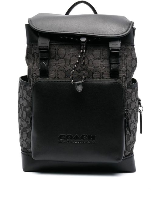 COACH Leather League Flap Monogramprint Backpack in Black for Men Lyst Canada