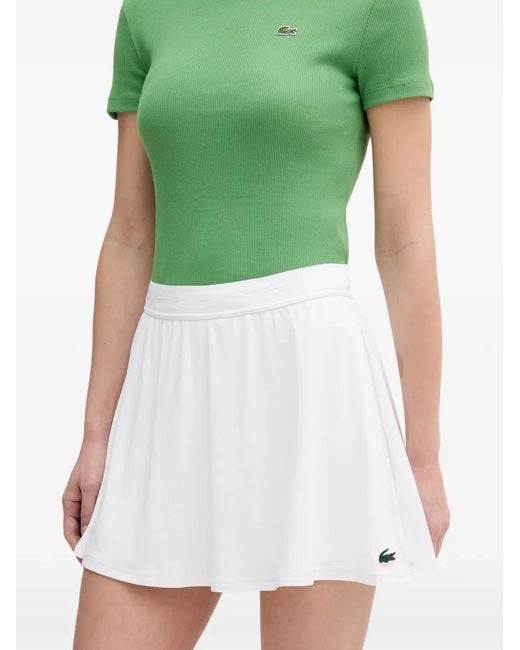 Lacoste White Logo-Patch A-Line Mini Skirt