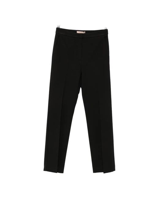 Twinset Black Concealed-Fastening Straight-Leg Trousers