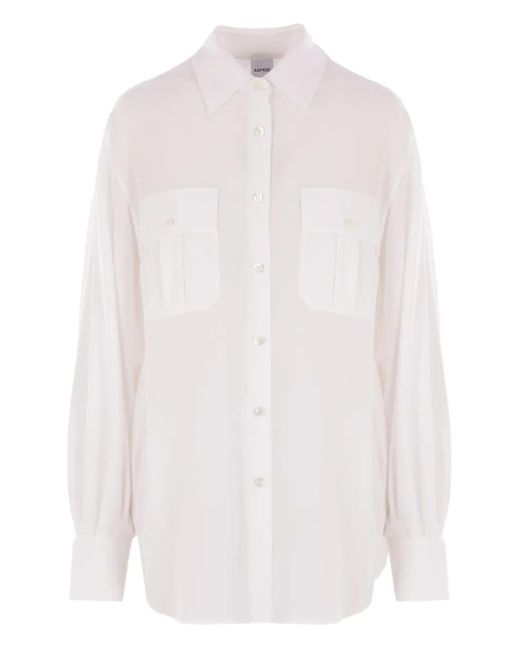 Aspesi White Hemd Mit Aufgesetzten Taschen