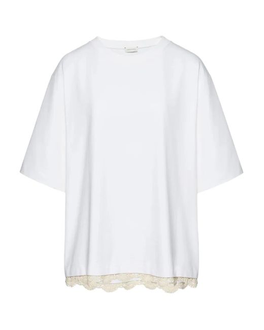 Magda Butrym White Lace-Trimmed T-Shirt