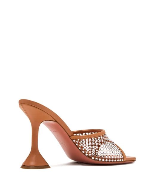 AMINA MUADDI Brown Lupita Crystal Net 95 Sandals