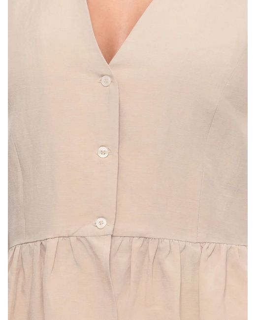 Emme Natural V-Neck Ruffled Top