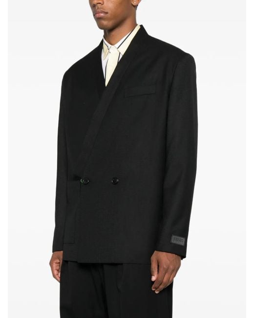 KENZO Black Double-Breasted Wool Jacket for men