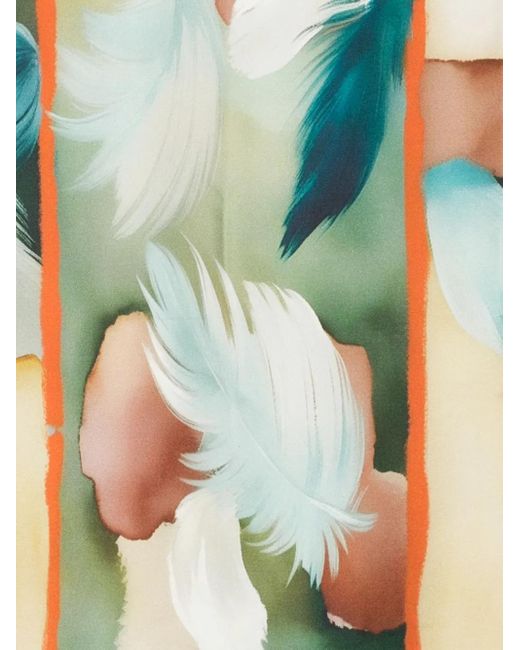 D'Aniello Blue Abstract-Print Silk Scarf