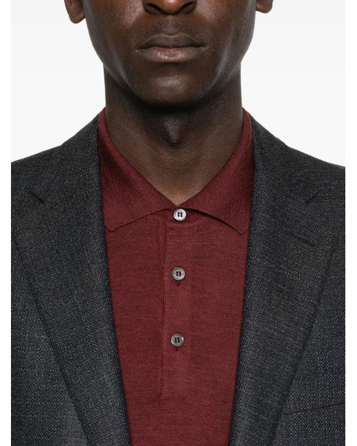 Corneliani Red Long-Sleeve Polo Shirt for men