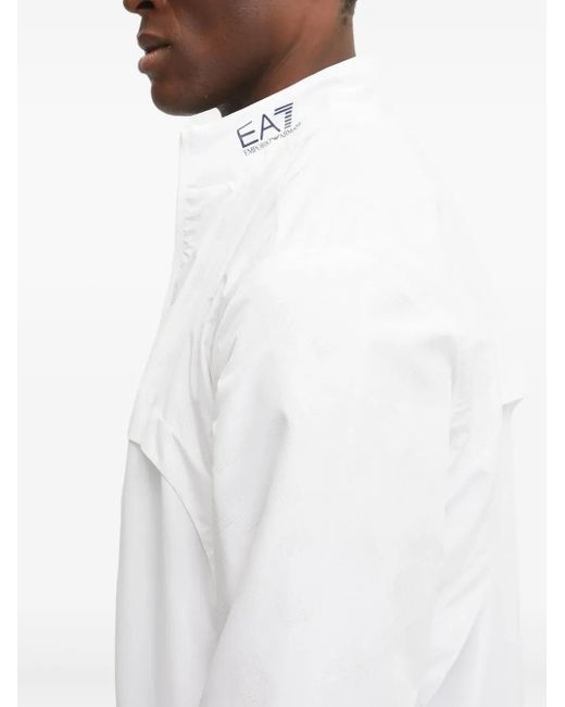 EA7 White Logo-Print Zip-Up Jacket for men