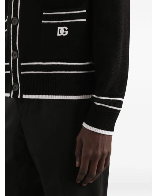 Dolce & Gabbana Black Oversized Cotton Piqué Cardigan With Buttons for men