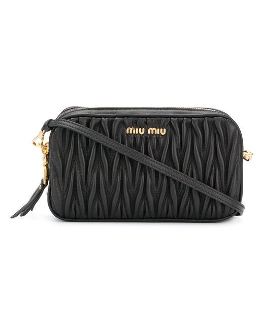MIU MIU バッグ Miu Miu Double Zip Crossbody Bag in Black | Lyst