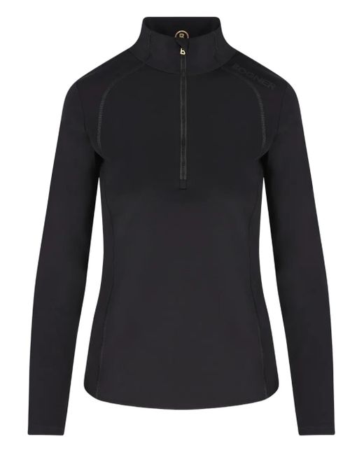 Bogner Black High-Neck Zip-Up Top