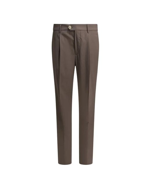 Brunello Cucinelli Gray Pleat Trousers for men