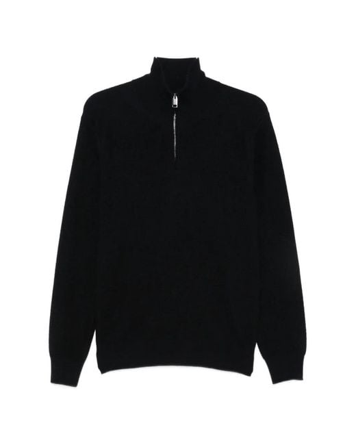 Brioni Black Half-Zip Knitted Sweater for men