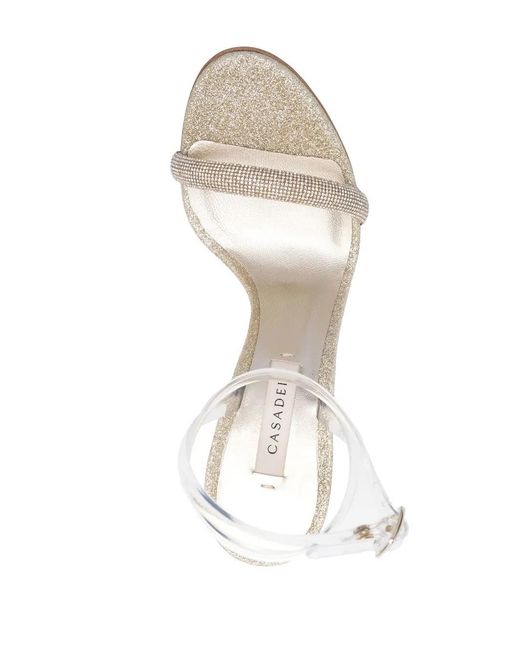 Casadei White Transparent High Heel Sandals With Glitter Finish
