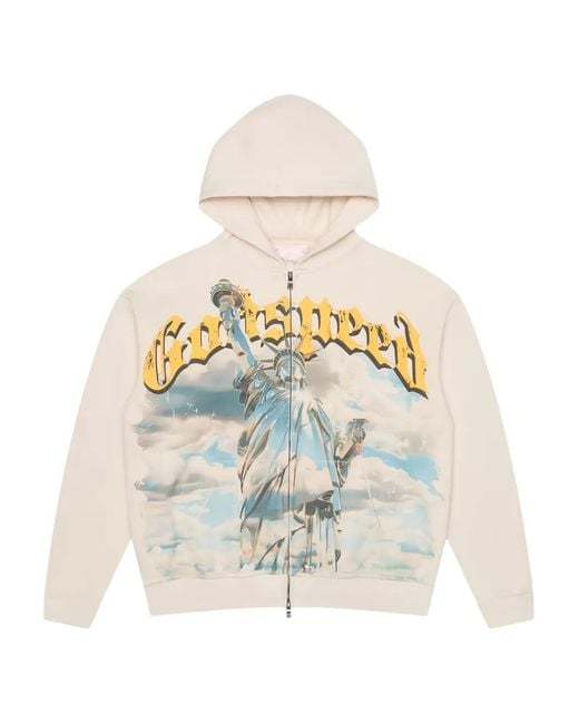 Godspeed White Chrome Liberty Zip Hoodie for men