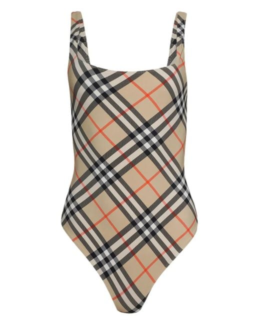 Burberry Natural Badeanzug Mit Karomuster