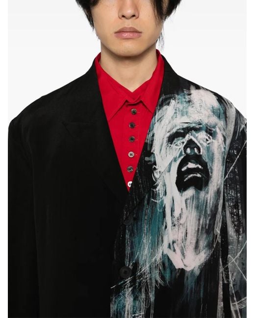 メンズ Yohji Yamamoto パターン ジャケット Black