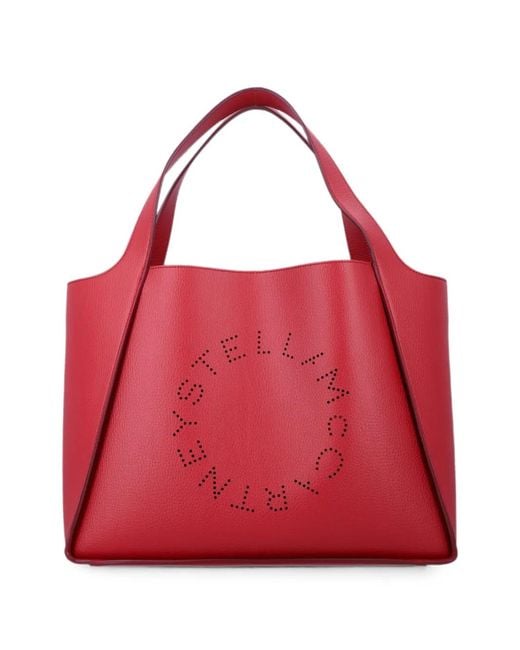 Stella McCartney Red Perforated-Logo Tote Bag