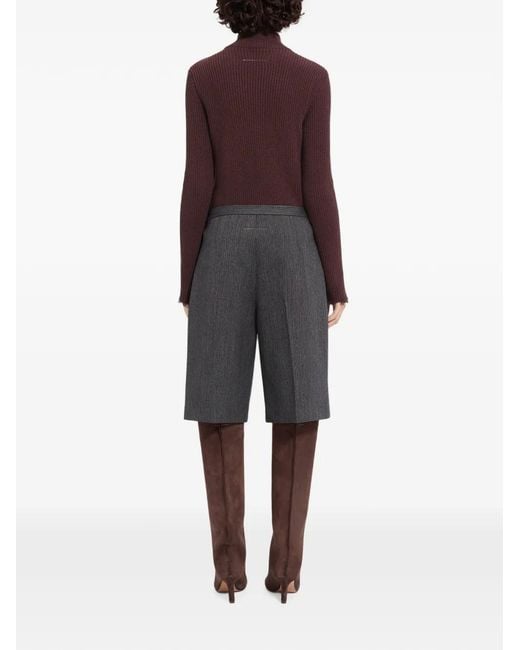 MM6 by Maison Margiela Gray Striped Wool-Blend Tailored Shorts