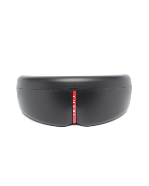 Prada Black Linea Rossa-Logo Square Sunglasses for men
