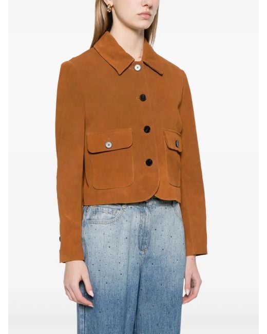 Self-Portrait Brown Suede Jacket