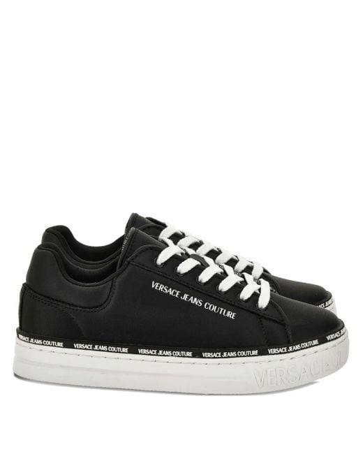 Versace Jeans Couture Black Logo-Detail Lace-Up Trainers
