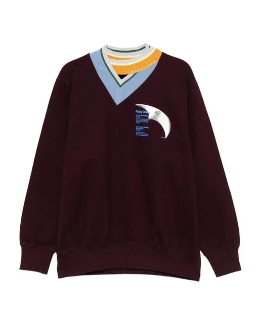 Kolor Stehkragen-Pullover mit Print in Red für Herren