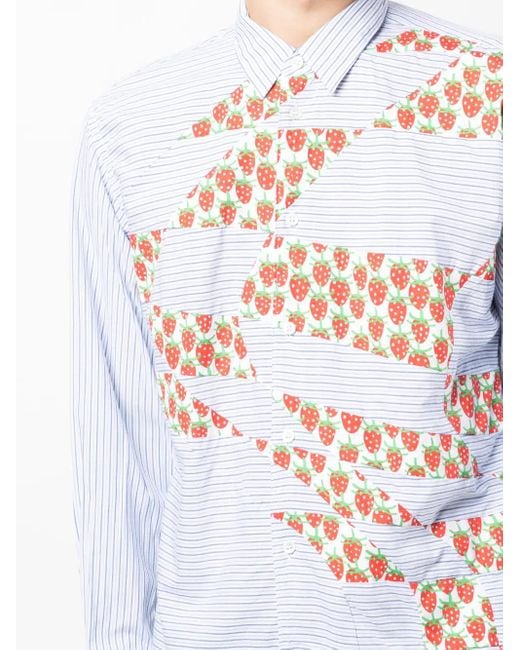 Comme des Garçons X Brent Westfall Patchwork-Hemd Mit Erdbeeren in Blue für Herren