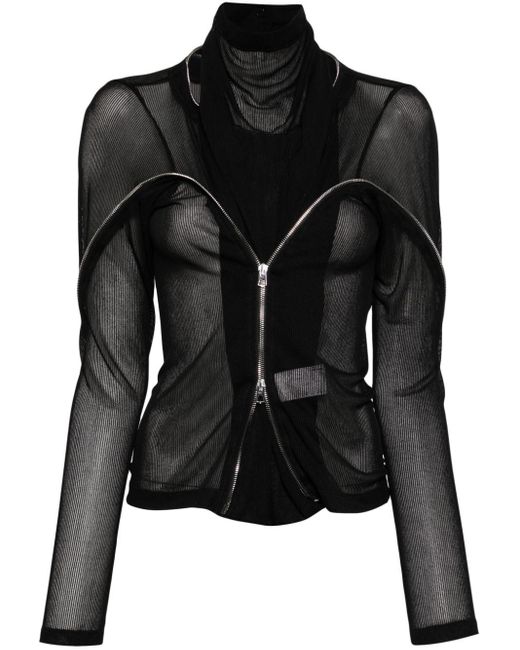 High-neck layered cardigan di Kiko Kostadinov in Black