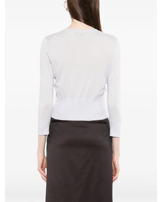 N.Peal Cashmere White Cropped Cardigan