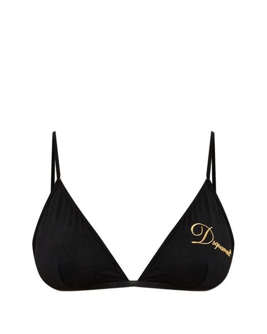DSquared² Black Logo-Embroidered Bralette