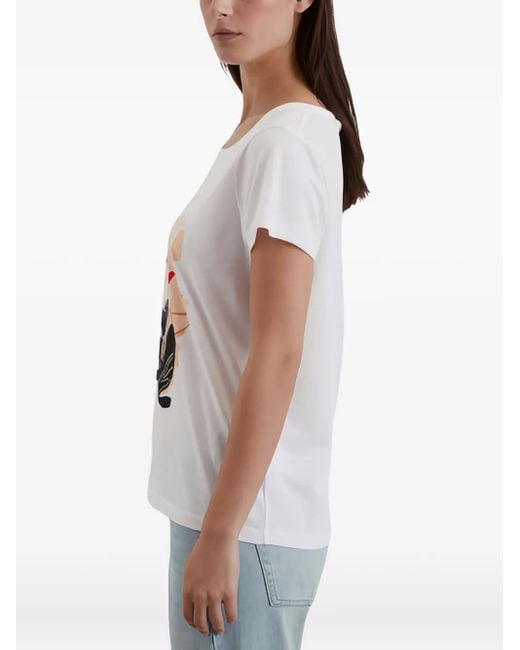 Marc O' Polo White Floral-Print T-Shirt