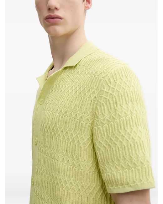 Samsøe & Samsøe Green Textured Buttoned Polo Shirt for men
