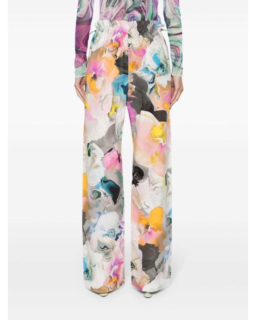 Stine Goya White Floral Straight Trousers