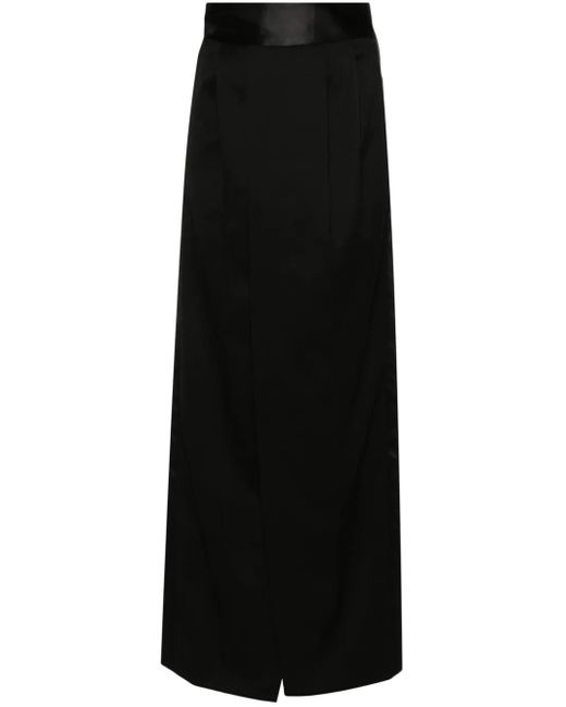 MM6 by Maison Margiela Black Pleat-Detailing Maxi Skirt