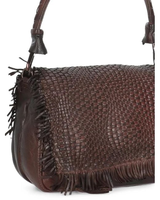 Reptile's House Brown Anfora Braided Fringed Tote Bag