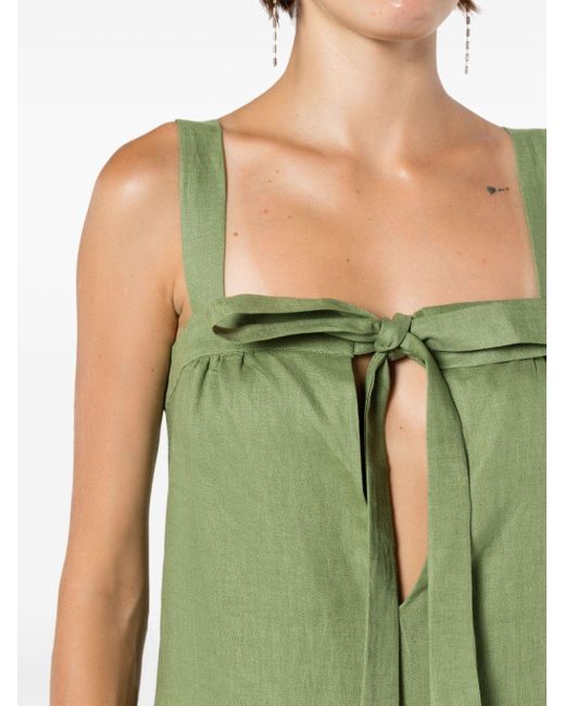 Adriana Degreas Green Self-tie Linen Maxi Dress