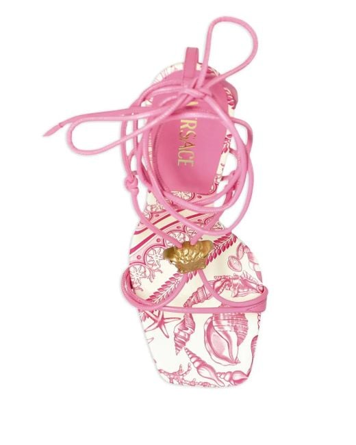 Sandales À Plaque Medusa Head 120 Mm Versace en coloris Pink
