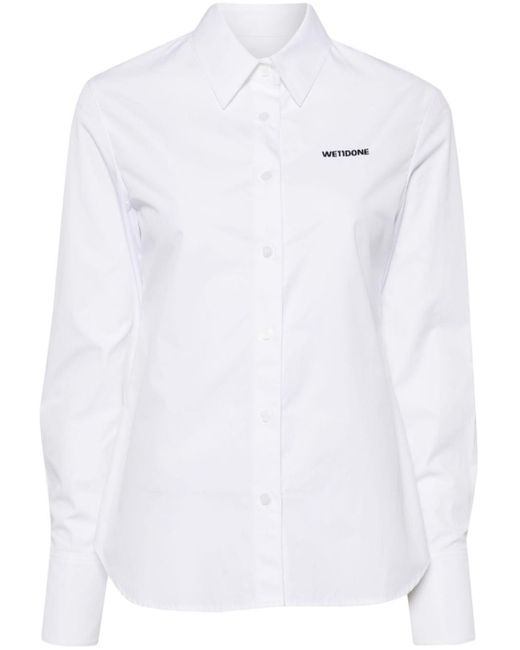 Logo-embroidered cotton shirt di we11done in White