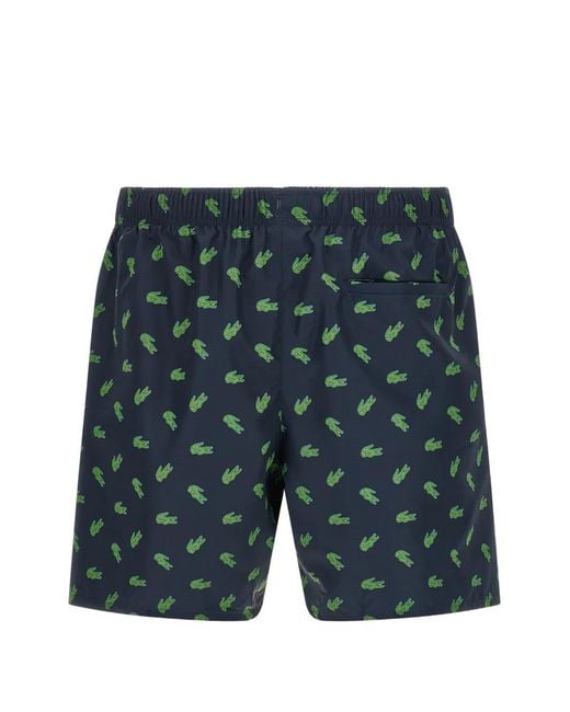 Lacoste Blue Logo-Patch Swim Shorts for men