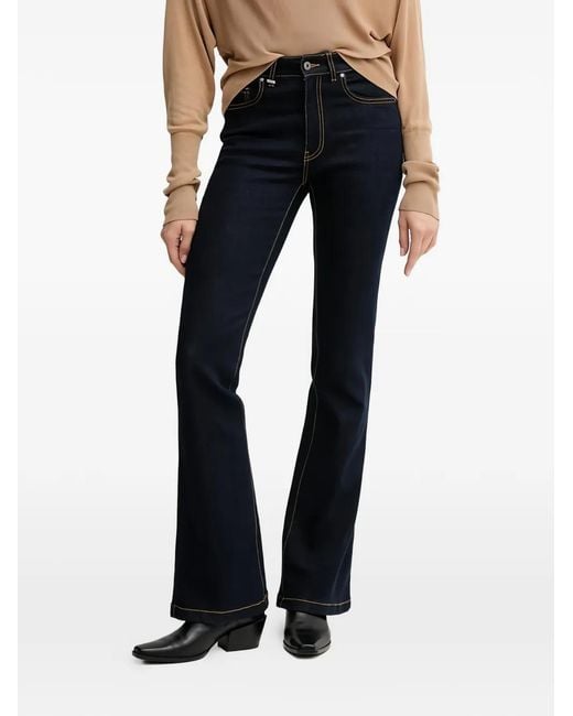 Benetton Blue Flared Contrast-Stitch Jeans