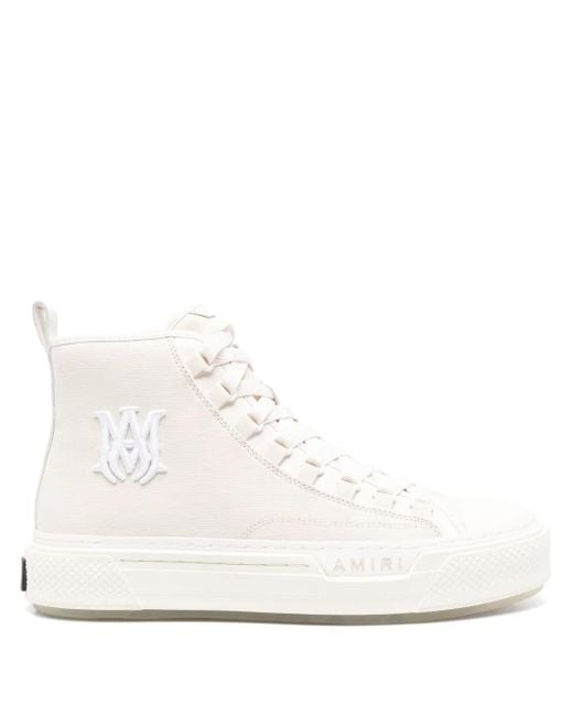 Amiri White Ma Court Leather-Trimmed Sneakers for men