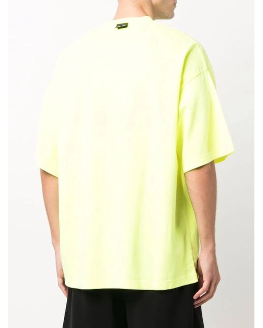 Palm Angels Yellow Ego-Print Drop-Shoulder T-Shirt for men