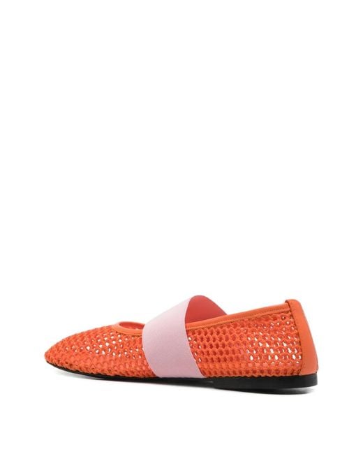 MSGM Red Net Strap Ballet Flats