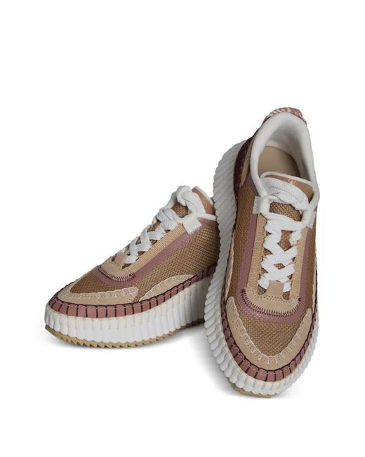 Chloé Brown Nama Lace-Up Sneakers