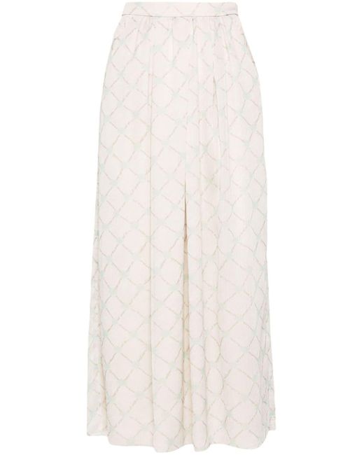 Emporio Armani White Printed Midi Skirt