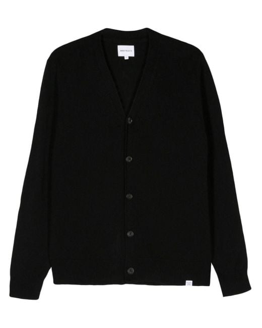 Norse Projects Black V-neck Wool Cardigan for men