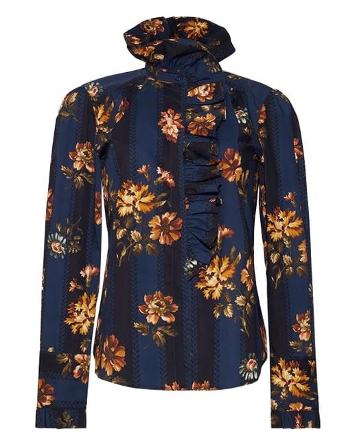 Blusa Anne con estampado floral Cara Cara de color Blue