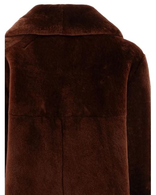 B&W Brown Button-Fastening Collar Coat