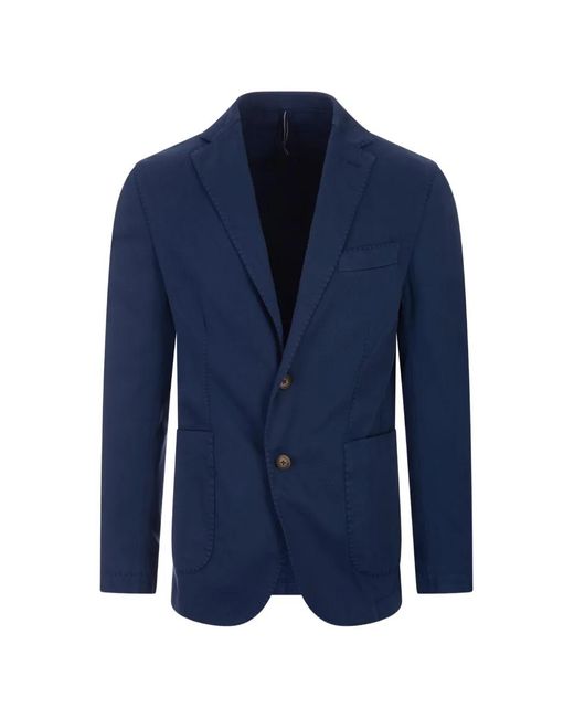 RUSSO CAPRI Blue Oxford Cotton Blazer for men