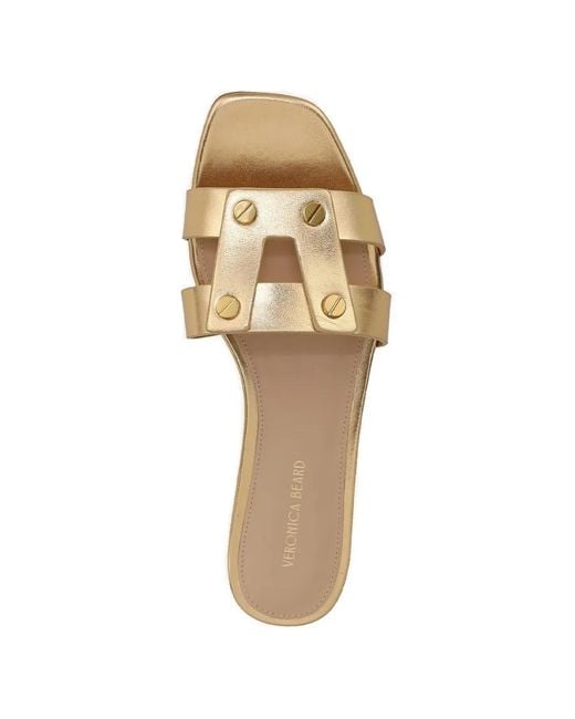 Veronica Beard Metallic Strap Logo Sandals